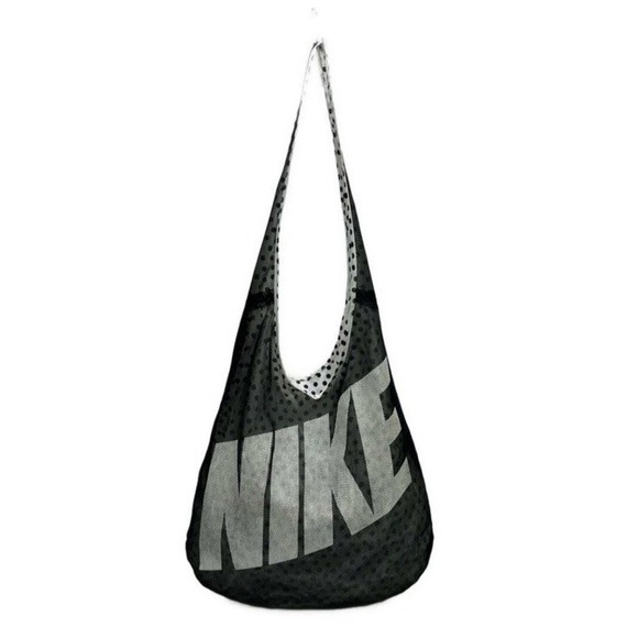 Nike Graphic Reversible Tote Black White Mesh Abstract Shoulder Bag Crossbody - Picture 2 of 10